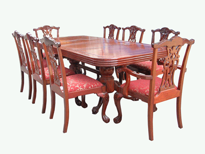 8 Mahogany Dining Room Chairs, Chippendale Style, circa1860
